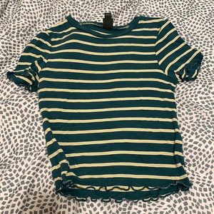 Green striped crop top
